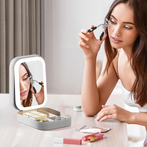 White Jewelry Box with LED Mirror